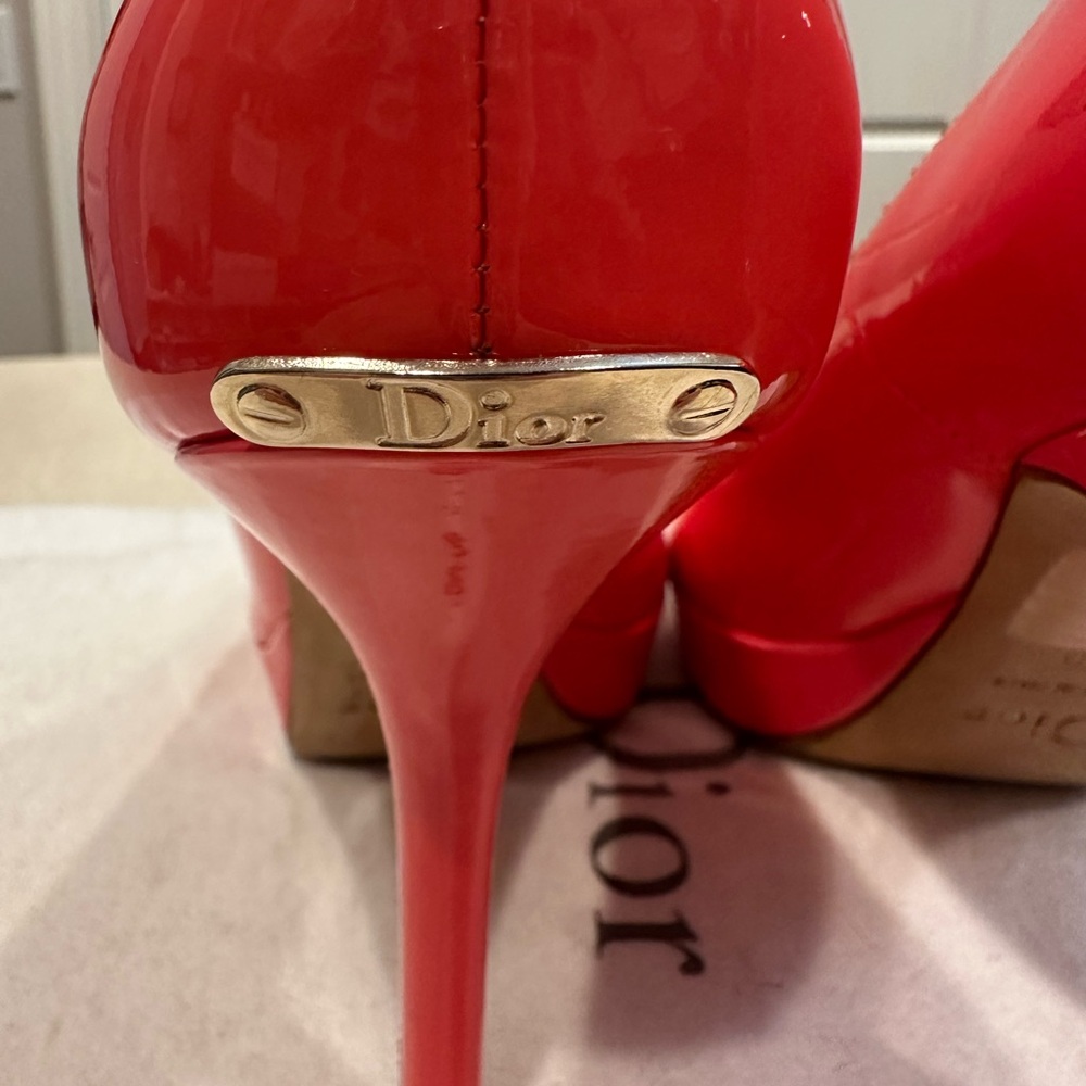 Dior Pink and Red Heels Peep Toe - Picture 4 of 12